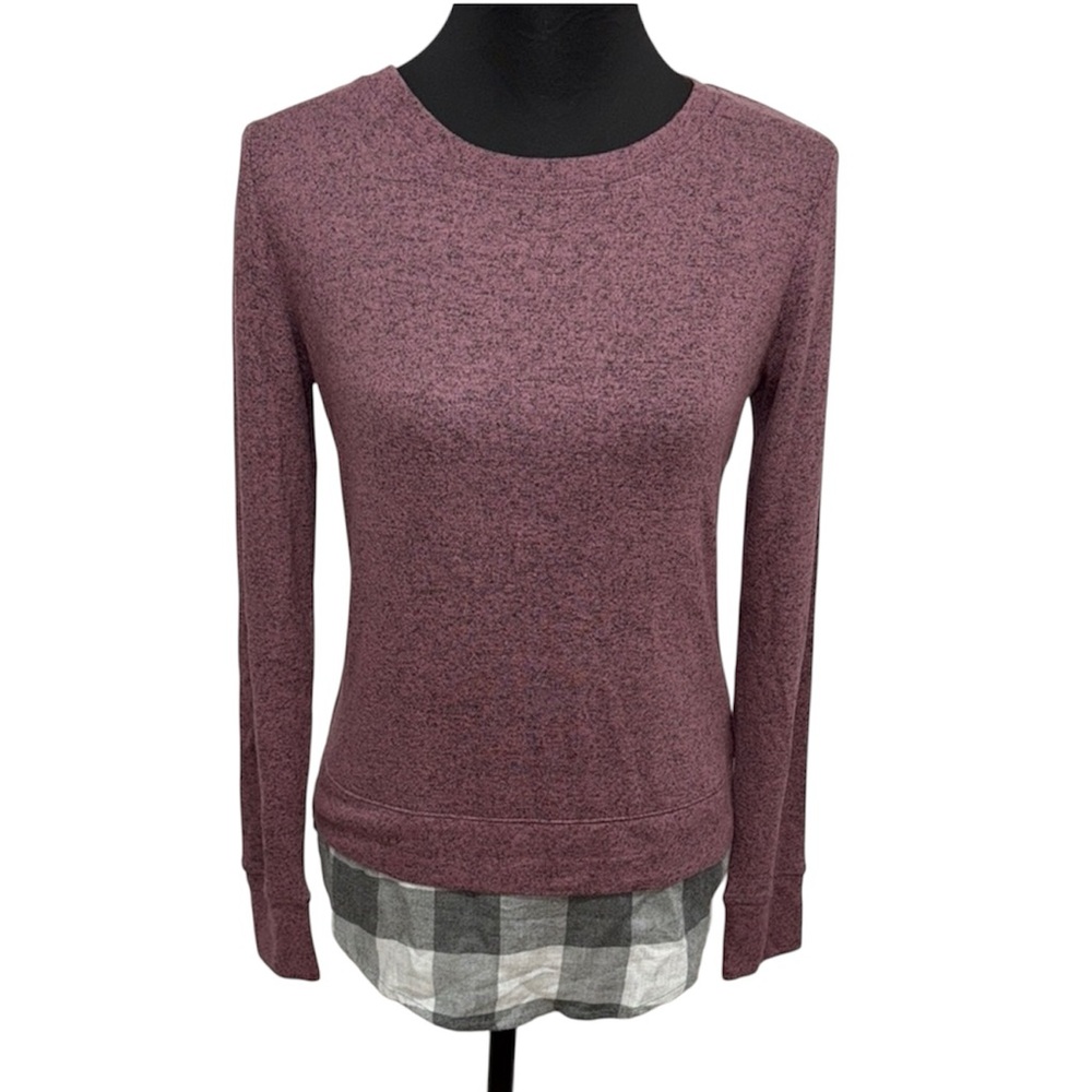 Maurices Women’s XS Heathered Pink Lace-Up Back Layered Hem Sweater Top NWT
